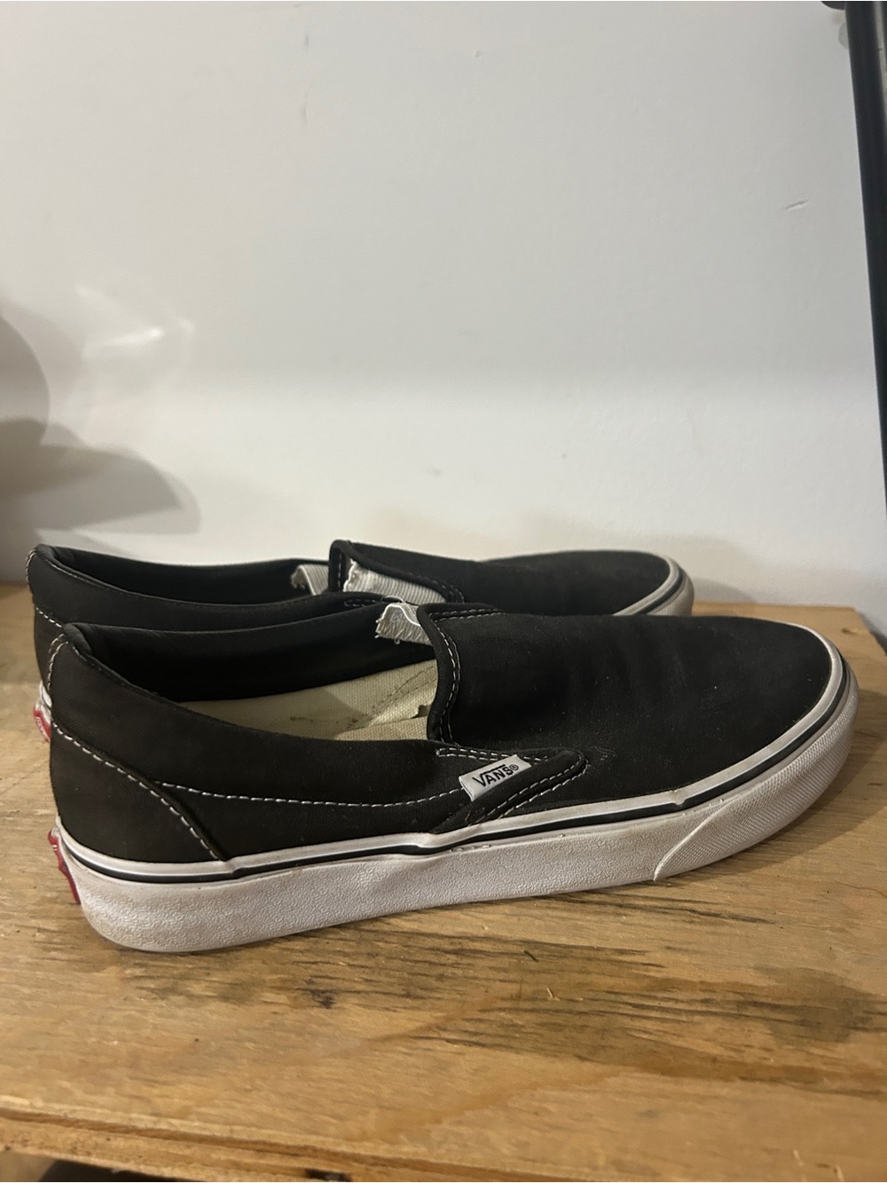 Vans Classic Slip-On Loafers in Black with White Sole